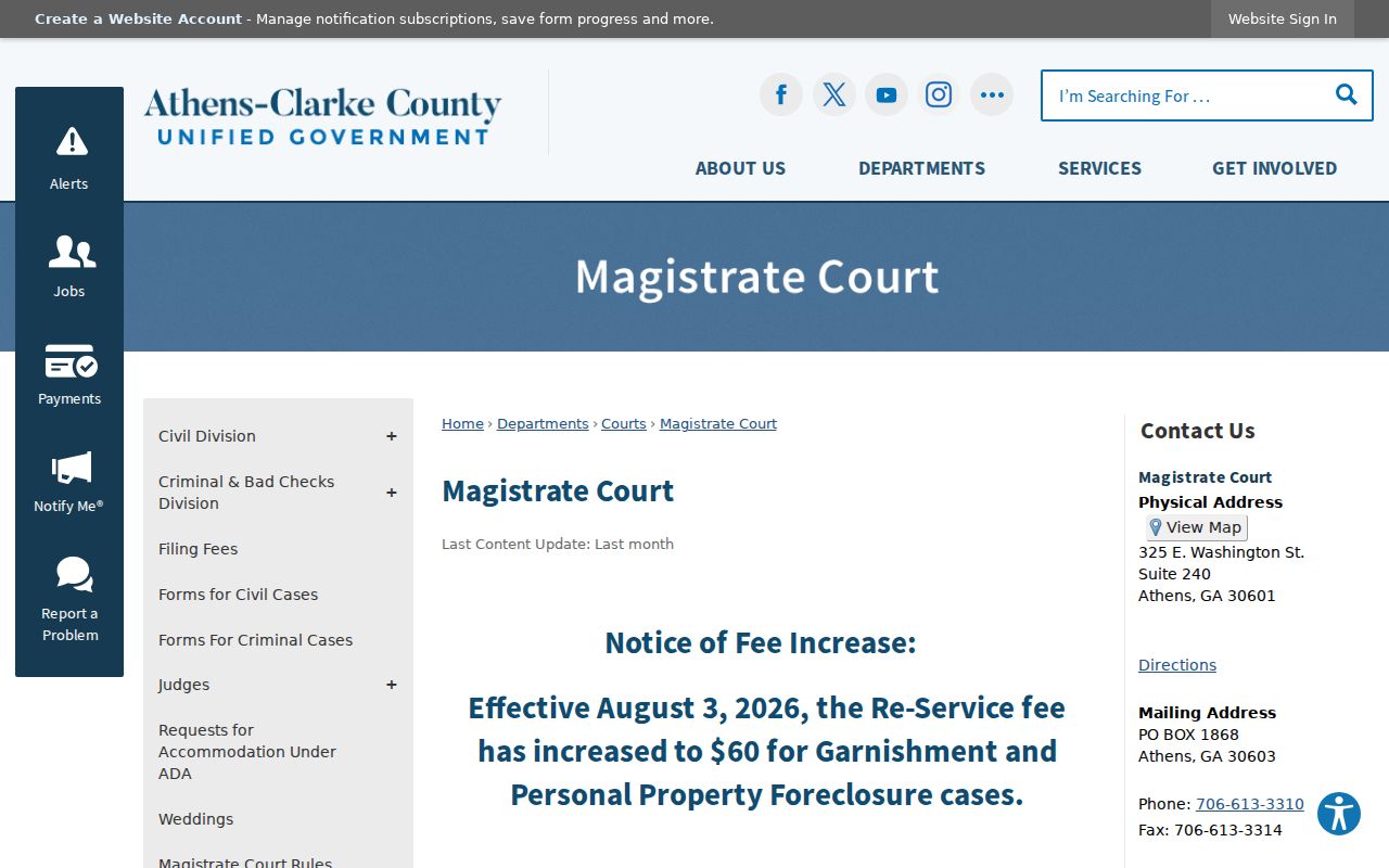 Clarke County active warrants Magistrate criminal division