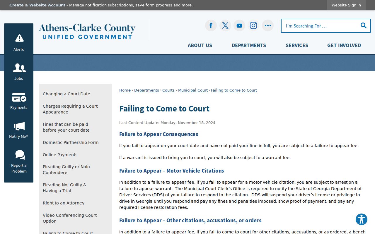 Clarke County bench warrant and failure-to-appear court notice
