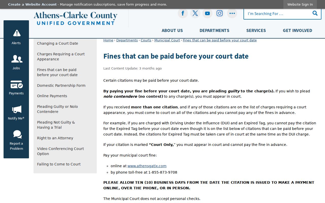 Clarke County bench warrant payment and court instructions