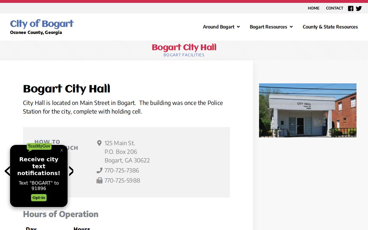 Clarke County municipal court warrant route at Bogart City Hall